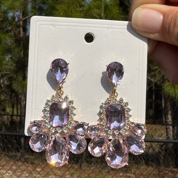 Jewelry - Lavender Elegant Lilac Crystal Drop Earrings - Women Jewelry